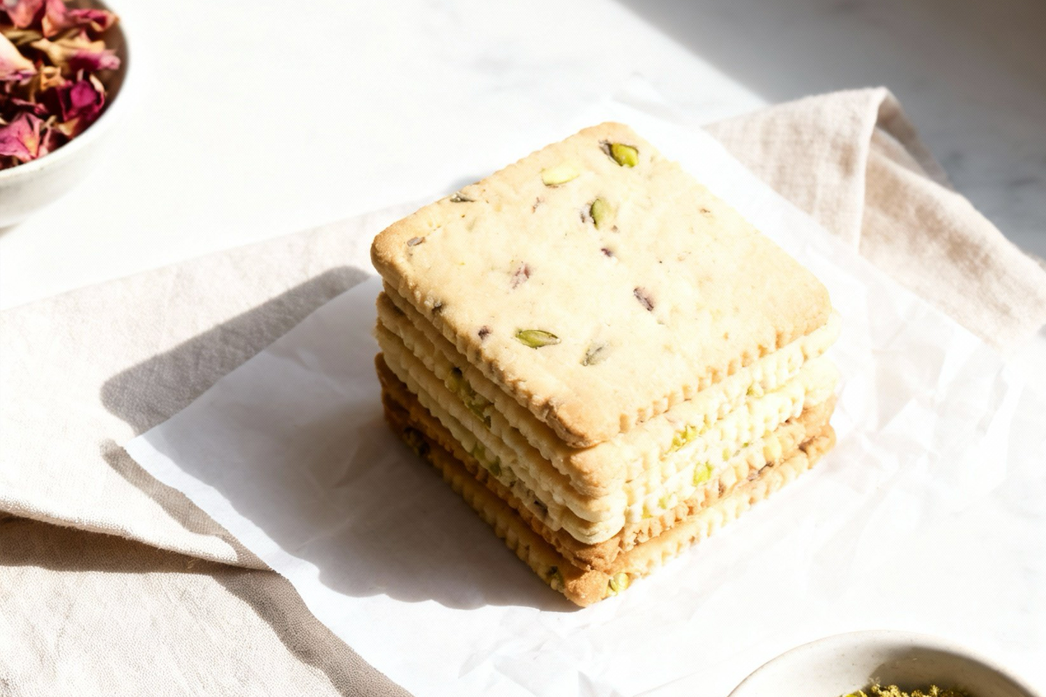 pistachio rosewater biscuits