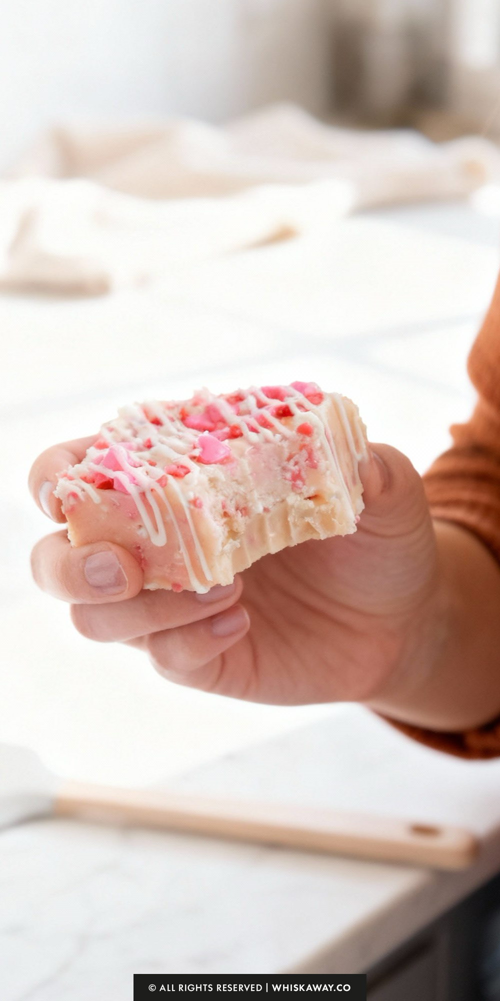 sugar cookie fudge in hands
