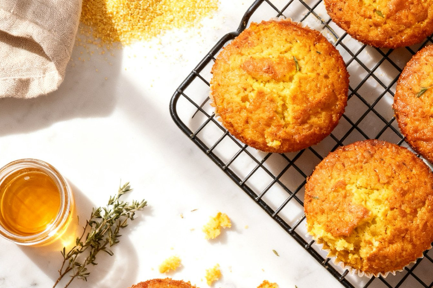 Honey Thyme Cornbread Muffins