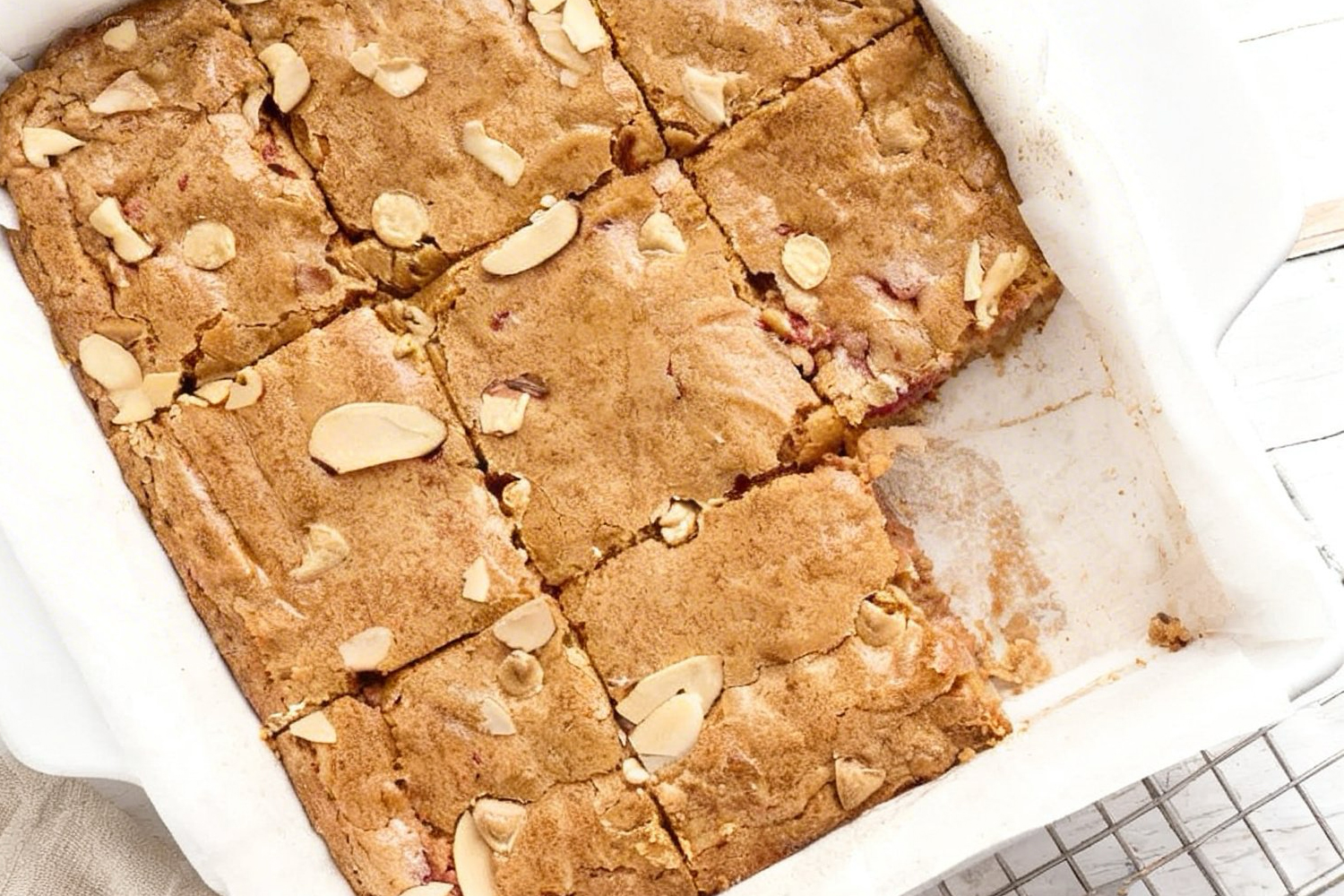 Cherry Almond Blondie Bars
