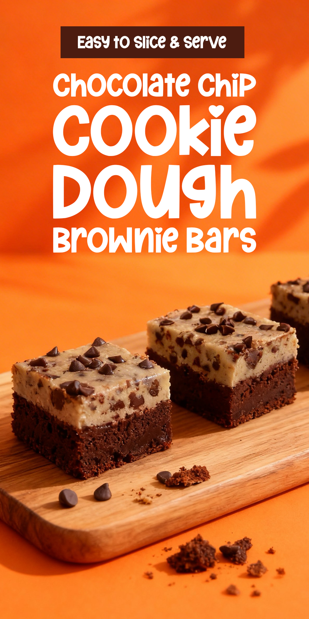 Chocolate Chip Cookie Dough Brownie Bars pin