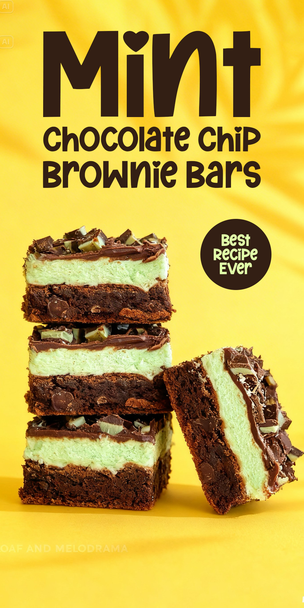 Mint Chocolate Chip Brownie Bars