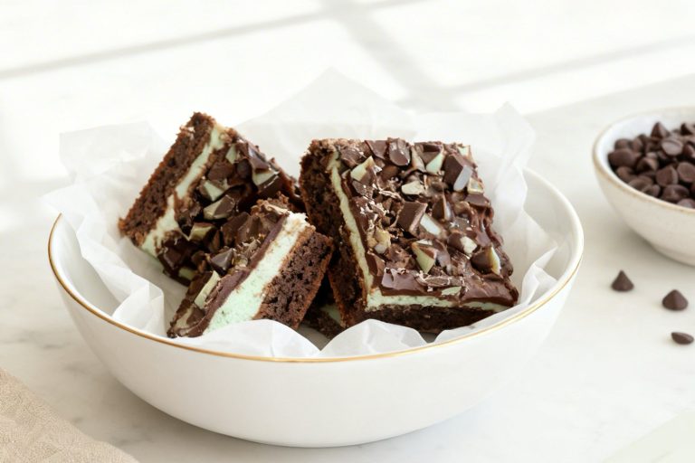 Mint Chocolate Chip Brownie Bars