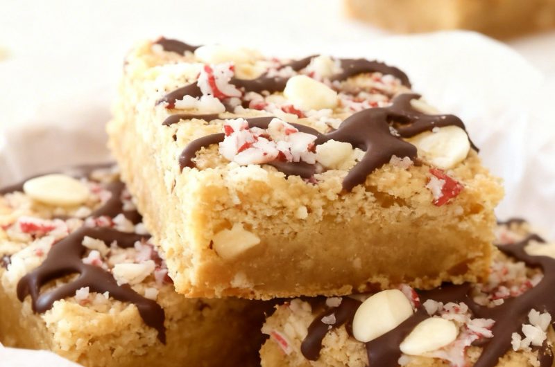 White Chocolate Peppermint Blondie Bars