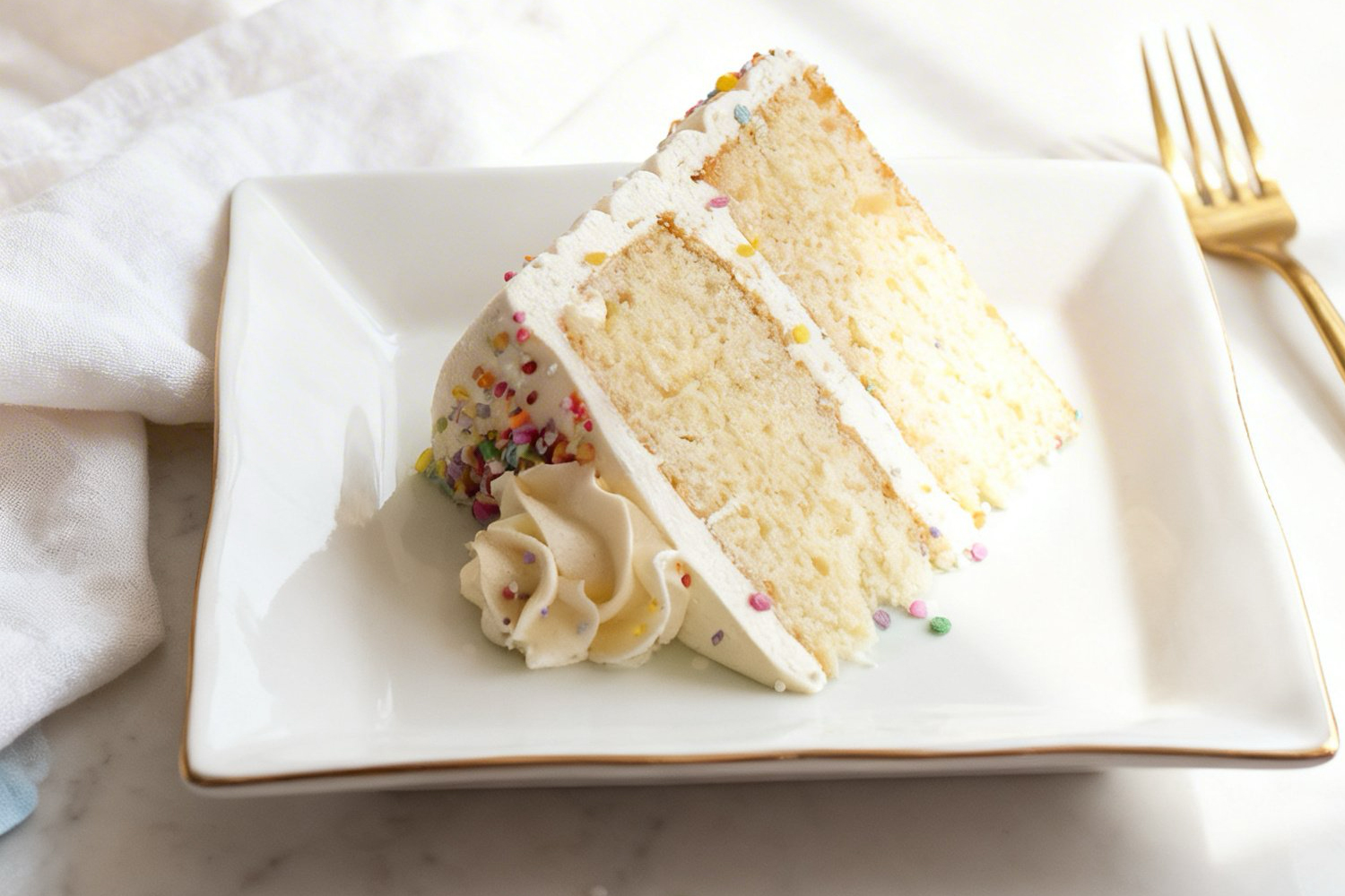 white cake with vanilla buttercream