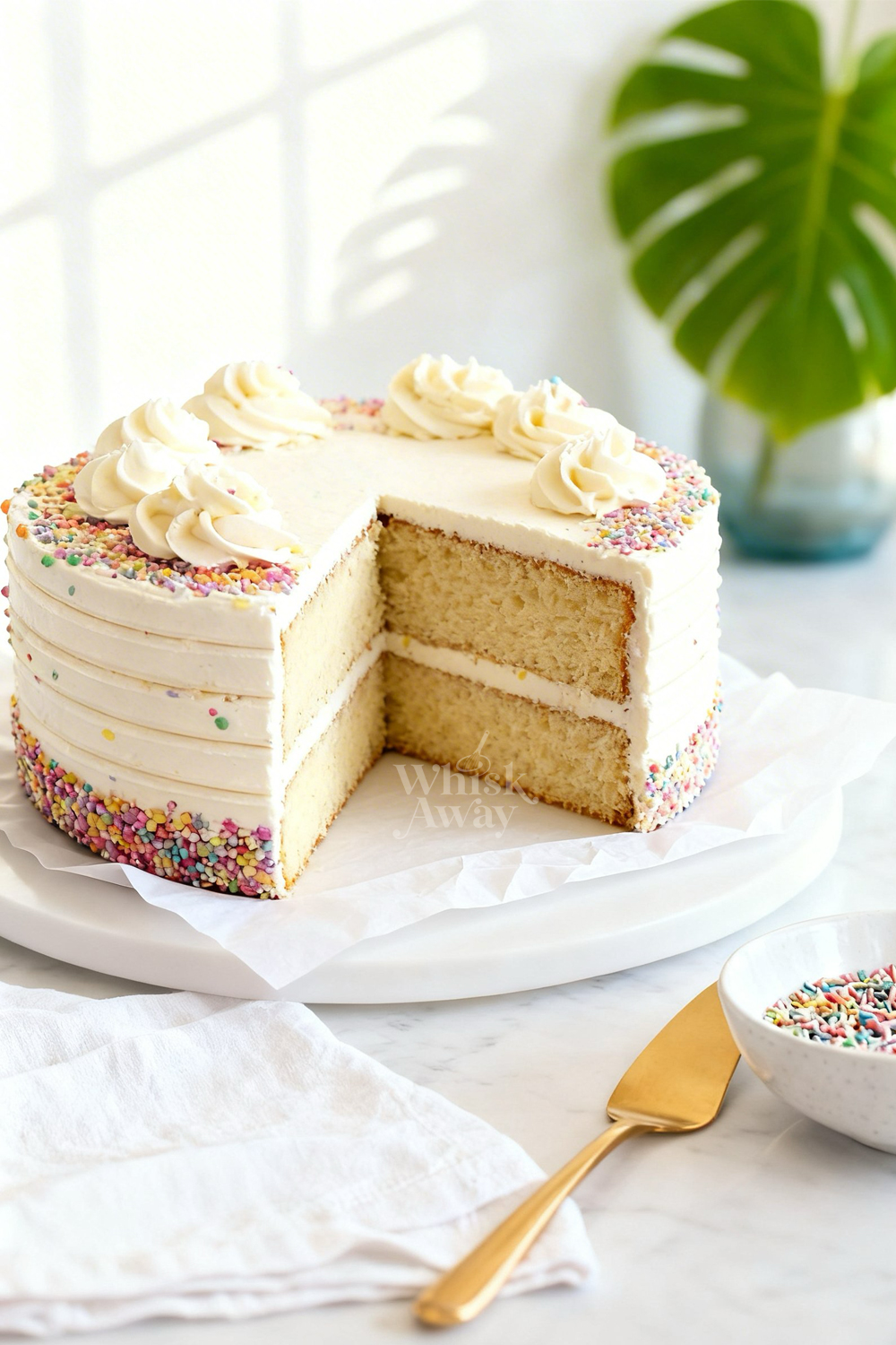 white cake with vanilla buttercream