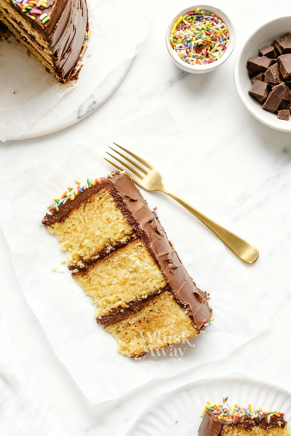 yellow cake with chocolate buttercream 
