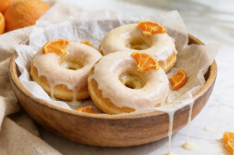 Sticky Orange Olive Oil Baked Donuts