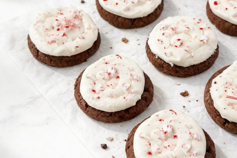 Frosted Peppermint Brownie Cookies