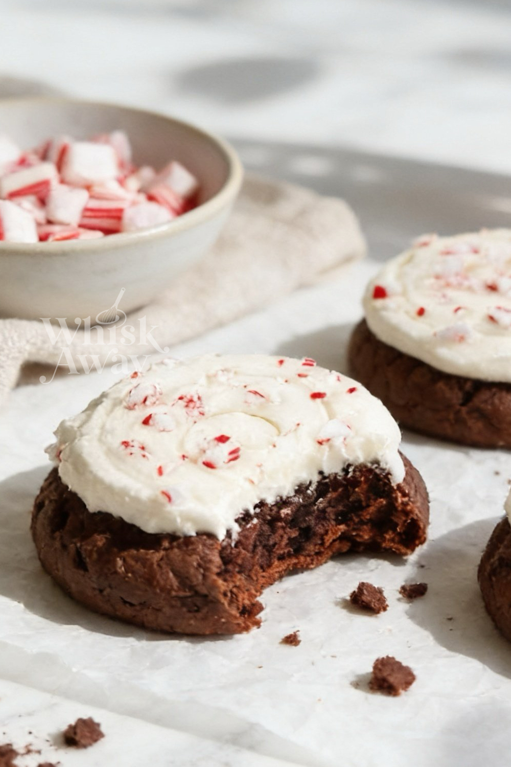 Frosted Peppermint Brownie Cookies