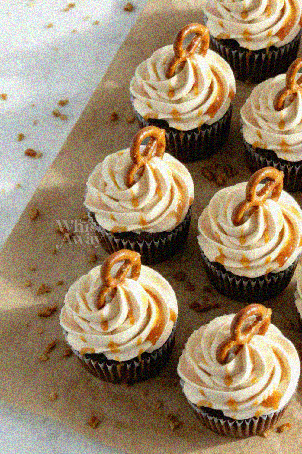 Salted Caramel Pretzel Cupcakes