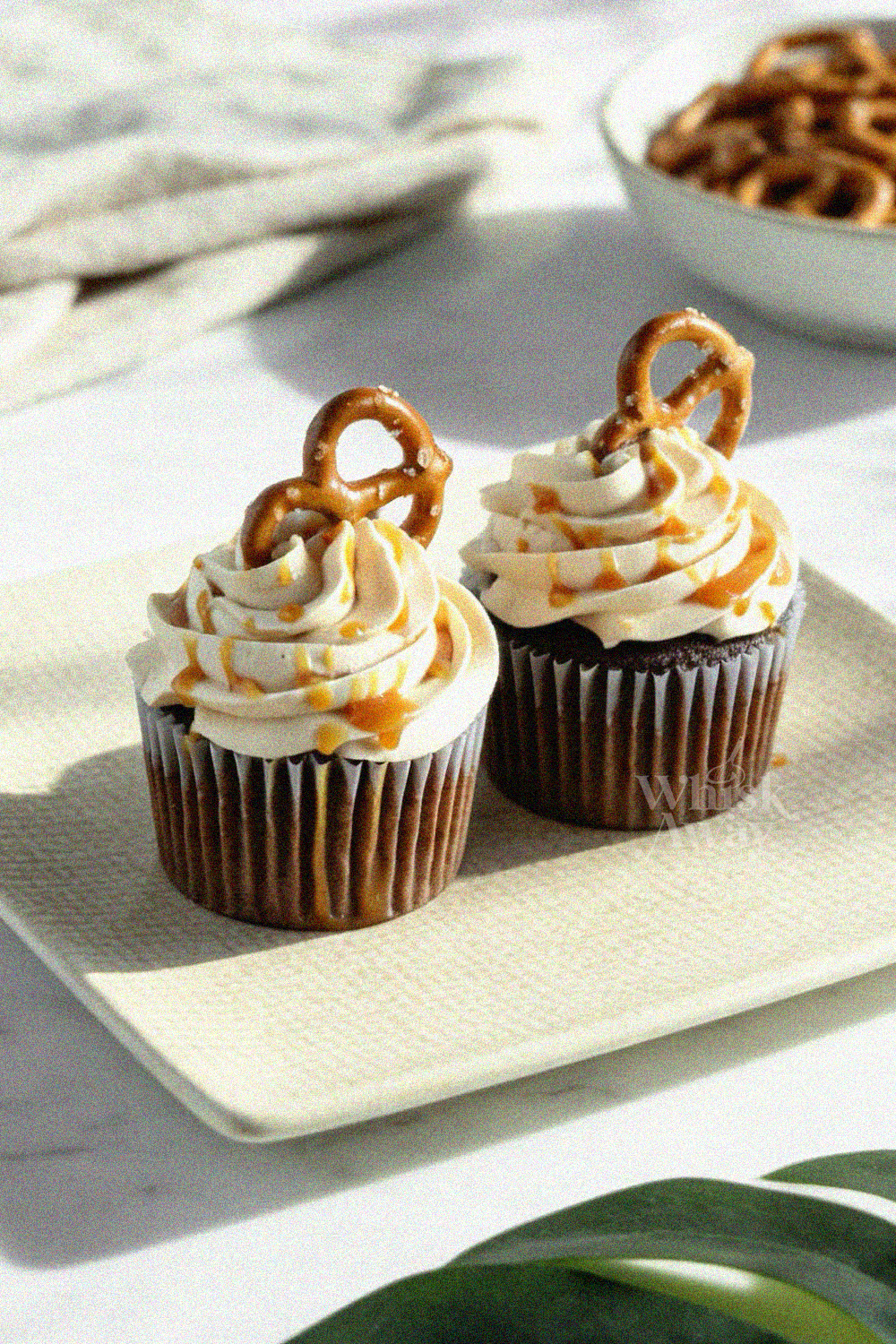 Salted Caramel Pretzel Cupcakes