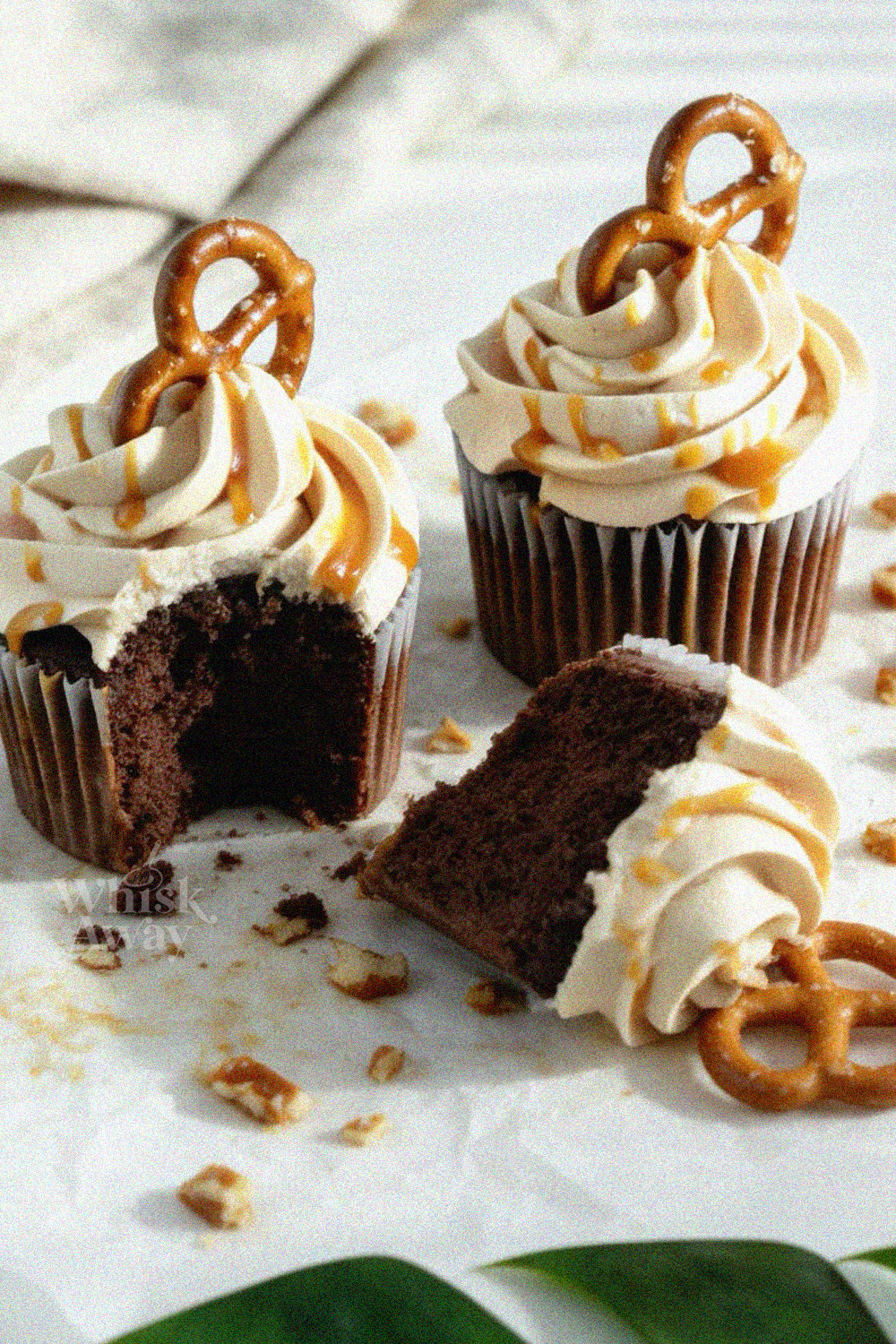Salted Caramel Pretzel Cupcakes