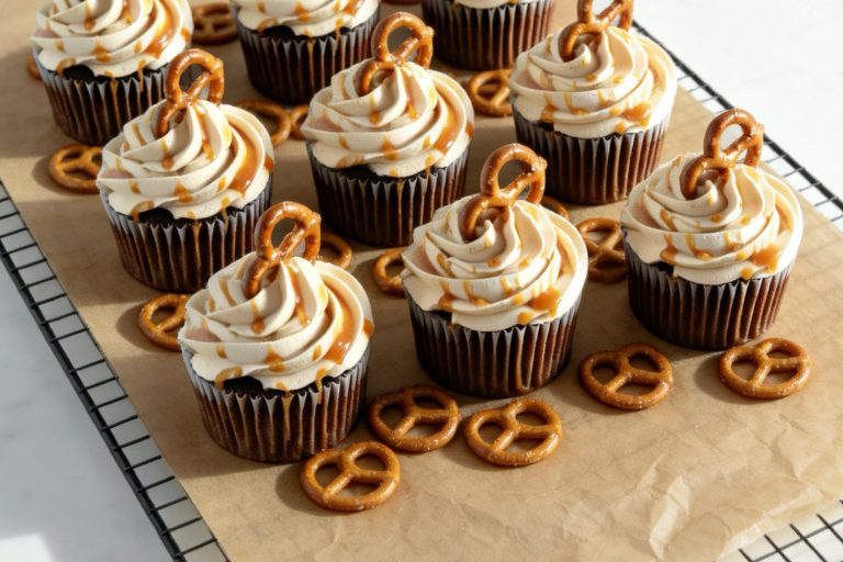 Salted Caramel Pretzel Cupcakes