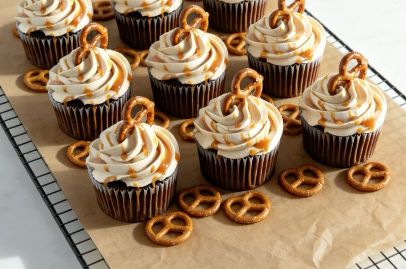 Salted Caramel Pretzel Cupcakes