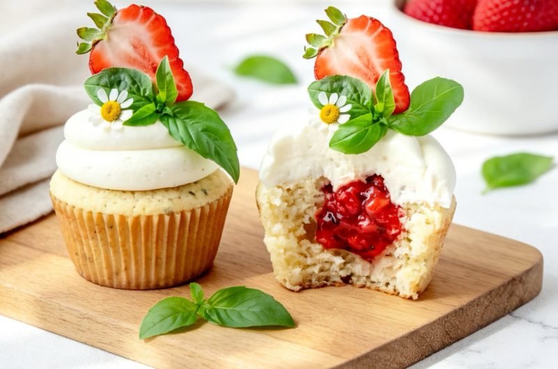 Strawberry Basil Cupcakes