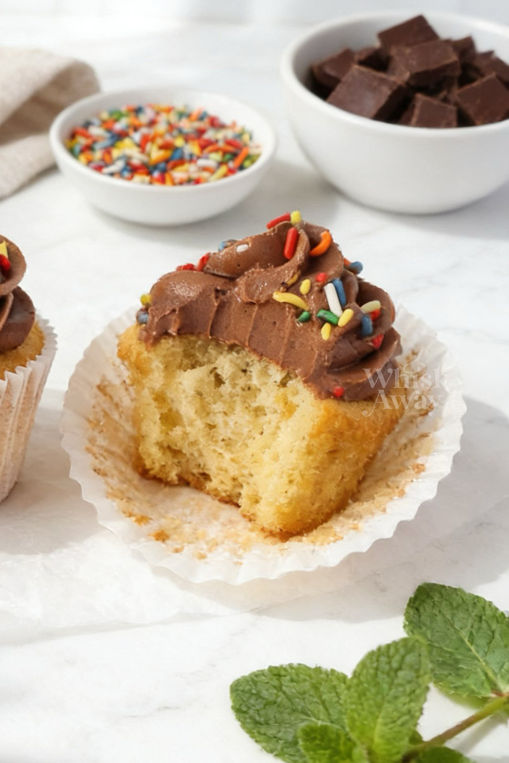 Vanilla Cupcakes with Chocolate Frosting