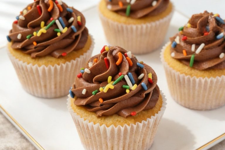 Vanilla Cupcakes with Chocolate Frosting