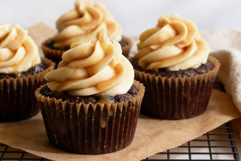 Vegan Salted Caramel Chocolate Cupcakes
