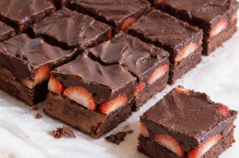 Chocolate-Covered Strawberry Brownies